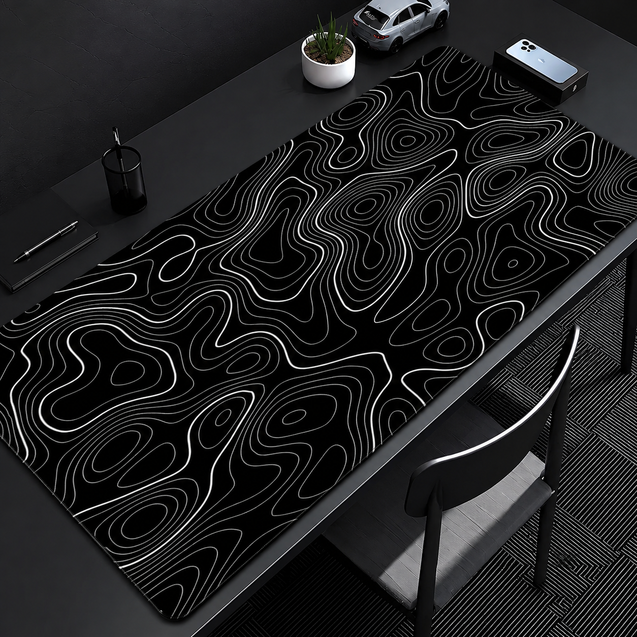 Tapis de Bureau - Design Géométrique-accessoires-Noir-400x800x2mm-Oslo France