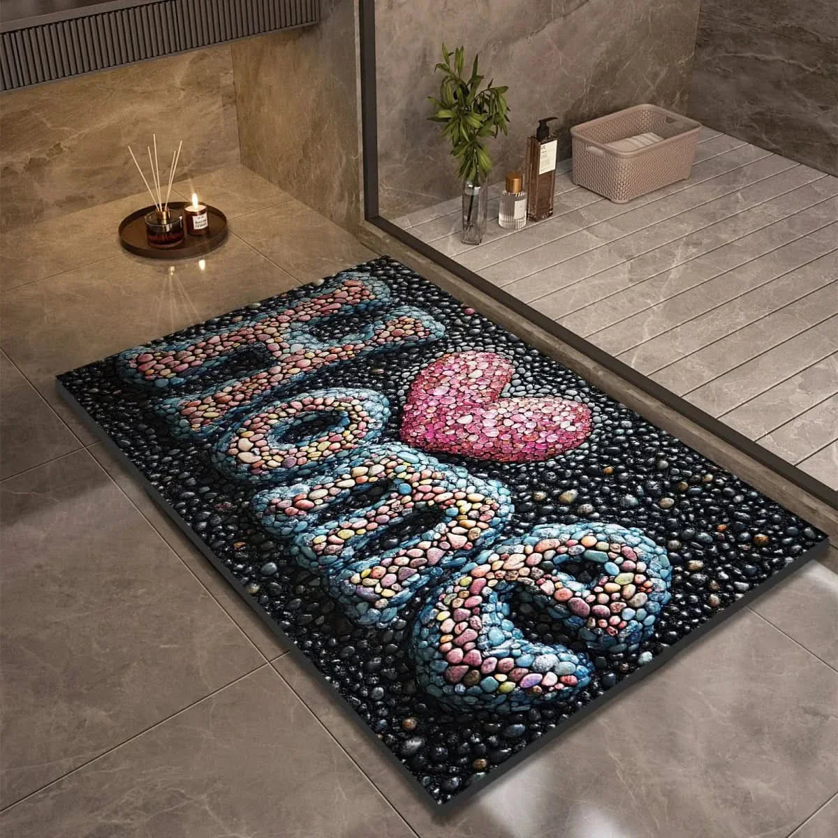 Tapis de bain, tapis de sol antidérapant pour salle de bain, design naturel et décoratif-salle de bain-Oslo France