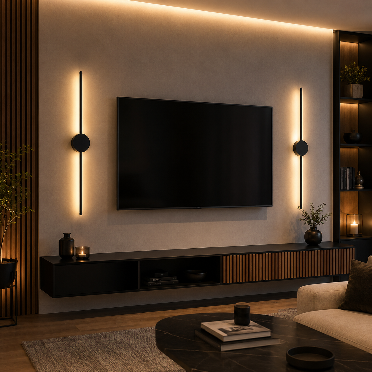 Applique Murale LED Verticale Noire – Luminaire Design Moderne Intérieur-lumière-Lot de 2-Oslo France