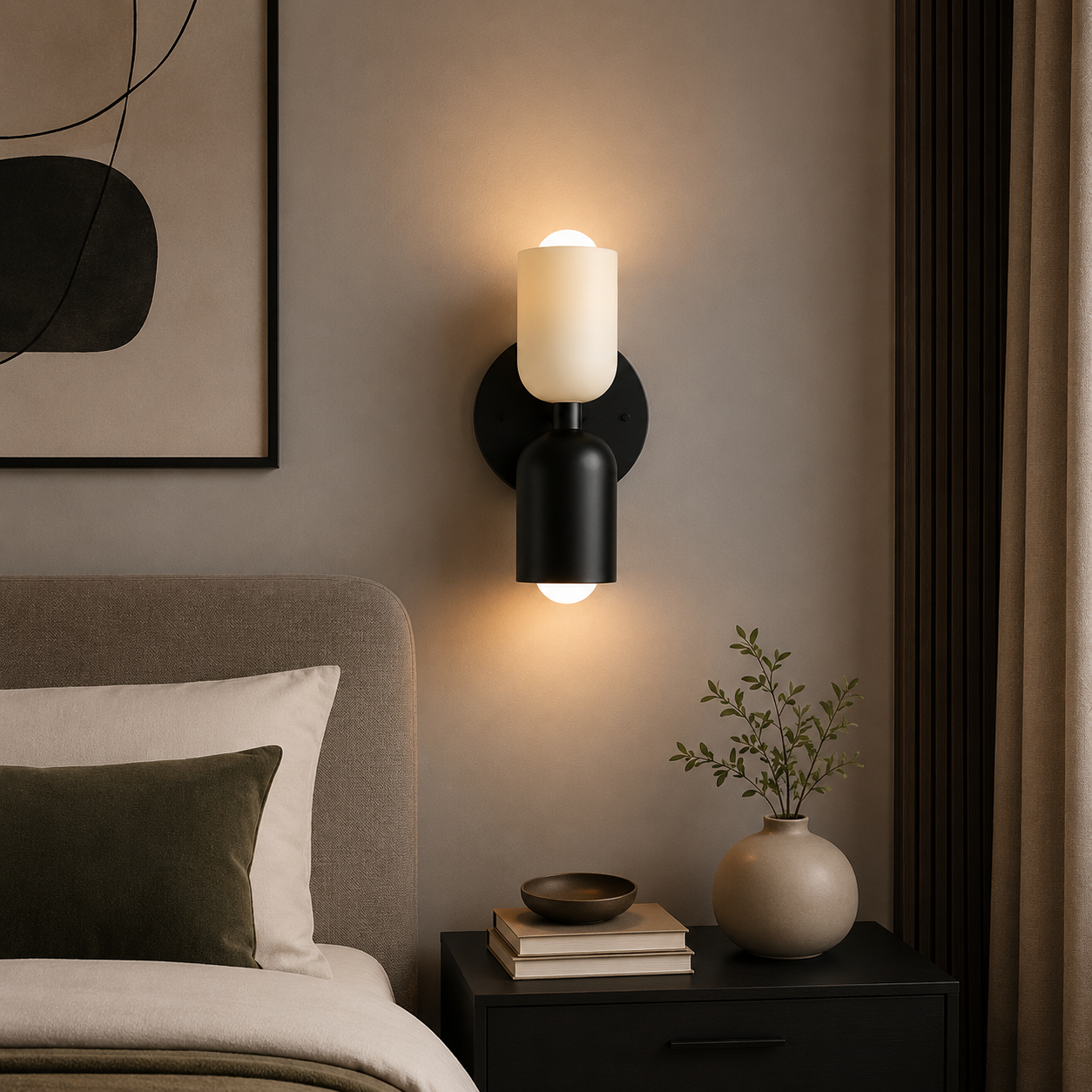 Applique Murale Moderne Double – Éclairage LED-lumière-Noir-Blanc-Oslo France