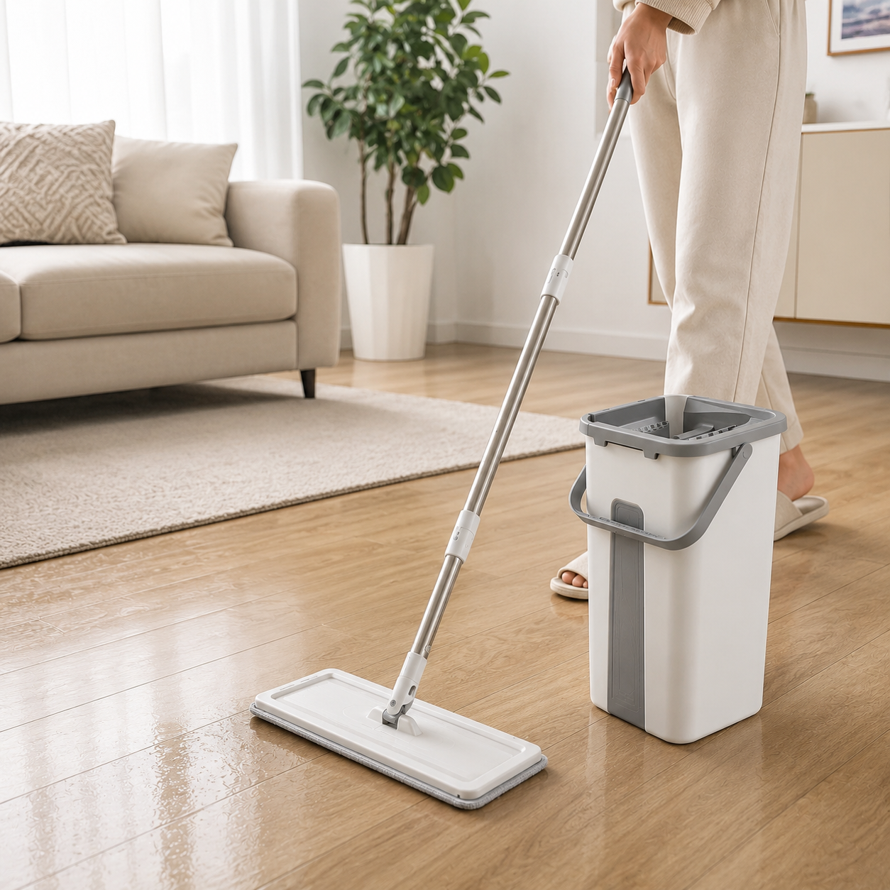 Balai Serpillière avec Seau Essoreur – Nettoyage Sols Humide et Sec - Lavage, Essorage-maison-Oslo France