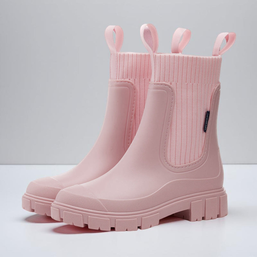 Bottes Chelsea Femme Imperméables – Bottines de Pluie à Semelle Crantée-vêtement-Rose-36-Oslo France