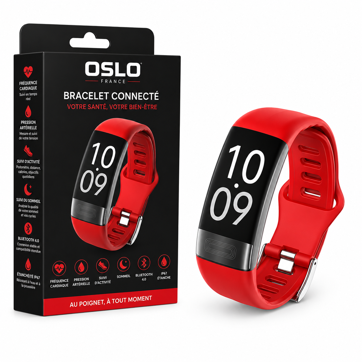 Bracelet Connecté Fitness – Suivi Cardiaque, Podomètre, Écran Digital-accessoires-Oslo France