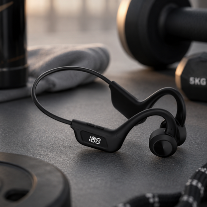 Casque à Conduction Osseuse Sans Fil Bluetooth – Écouteurs Sport avec Affichage LED-accessoires-Noir-Oslo France