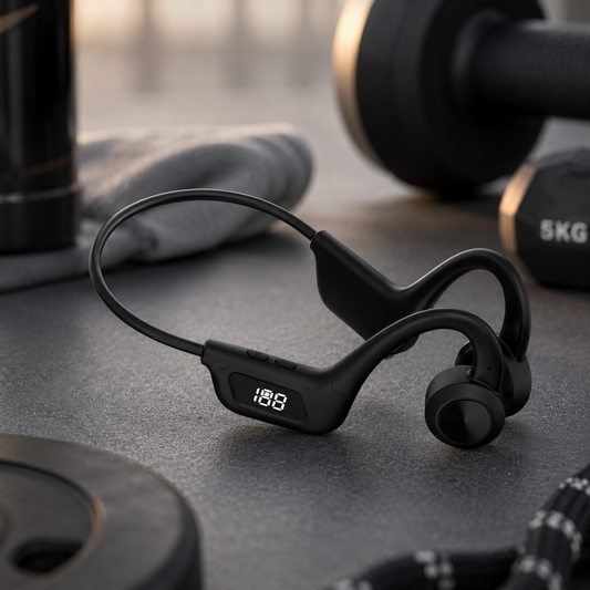 Casque à Conduction Osseuse Sans Fil Bluetooth – Écouteurs Sport avec Affichage LED-accessoires-Noir-Oslo France