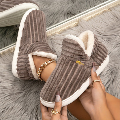Chaussons Femme Fourrés Doux – Pantoufles en Velours – Semelle Confortable-vêtement-Marron-36-Oslo France