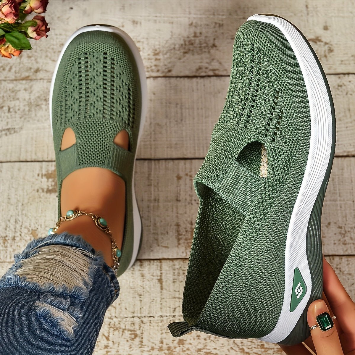 Chaussures orthopédiques femme sans lacets, baskets légères avec semelle souple-vêtement-Vert-36-Oslo France
