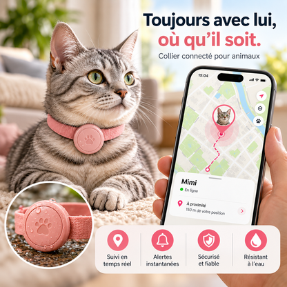Collier GPS pour chat avec suivi de localisation en temps réel, alertes et boîtier résistant à l’eau-accessoires-Oslo France
