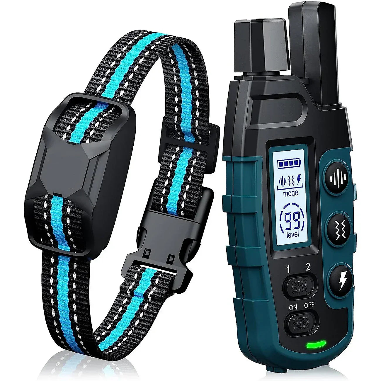 Collier de dressage pour chien avec télécommande, vibration réglable et sangle ajustable-animaux-Bleu-Oslo France