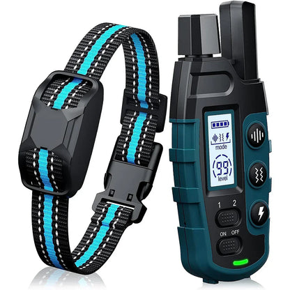 Collier de dressage pour chien avec télécommande, vibration réglable et sangle ajustable-animaux-Bleu-Oslo France