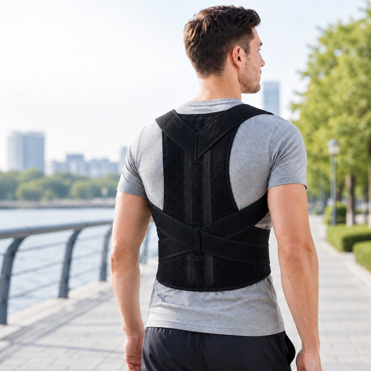 Correcteur de posture dos réglable – Gilet de maintien dorsal avec soutien lombaire – Noir-Accessories-Oslo France