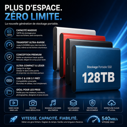 Disque Dur SSD Portable 128 To USB – Disque Dur Externe Haute Vitesse-accessoires-Oslo France