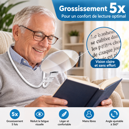 Loupe de Lecture 5X avec Sangle Ajustable | Loupe Grossissante Idéale pour Seniors