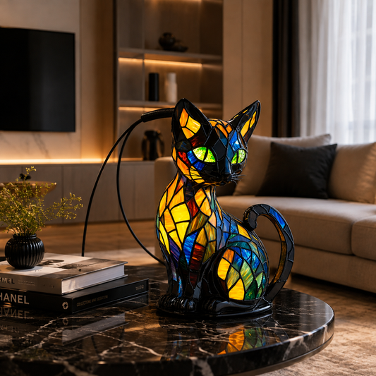 Lampe Chat Décorative – Lampe de Table Mosaïque Colorée-lumière-Oslo France