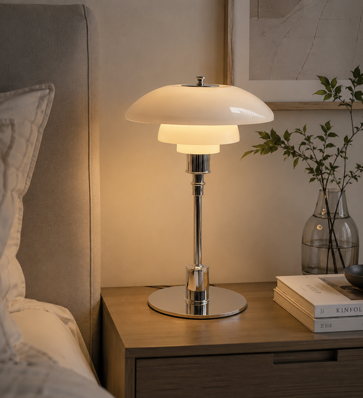 Lampe de Chevet Design Moderne - Lampe de Table Style Vintage-décoration intérieure-Blanc-Oslo France