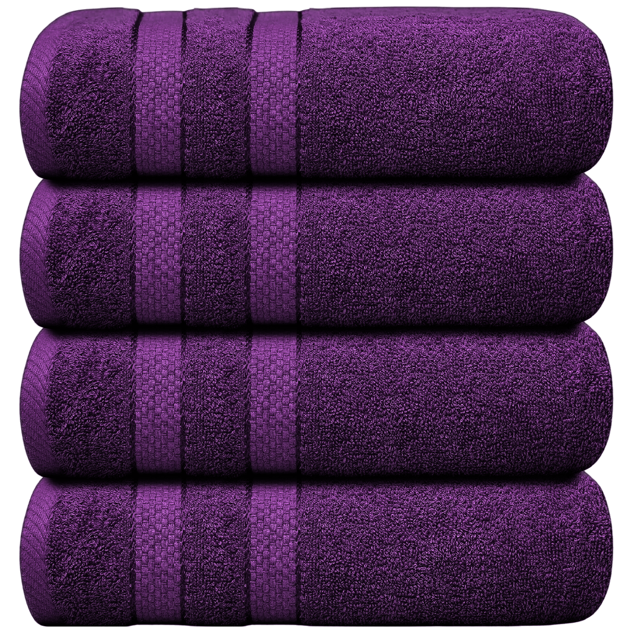 Lot de 4 Serviettes de Bain en Coton 75 × 150 cm - Douces, Absorbantes et Moelleuses-salle de bain-Oslo France-Violet-Oslo France