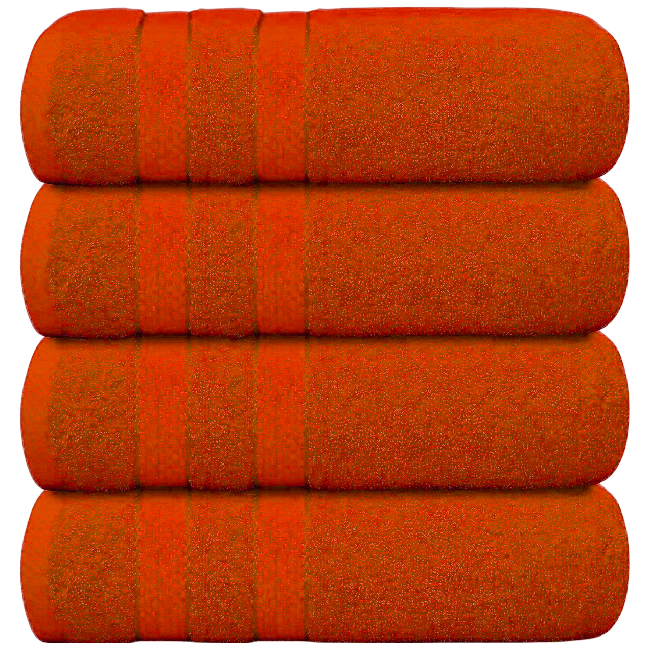 Lot de 4 Serviettes de Bain en Coton 75 × 150 cm - Douces, Absorbantes et Moelleuses-salle de bain-Oslo France-Orange-Oslo France