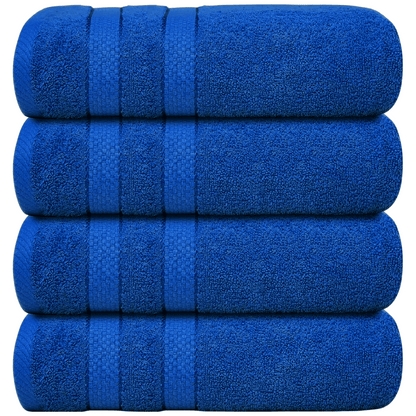 Lot de 4 Serviettes de Bain en Coton 75 × 150 cm - Douces, Absorbantes et Moelleuses-salle de bain-Oslo France-Bleu marine-Oslo France
