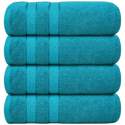 Lot de 4 Serviettes de Bain en Coton 75 × 150 cm - Douces, Absorbantes et Moelleuses-salle de bain-Oslo France-Bleu clair-Oslo France