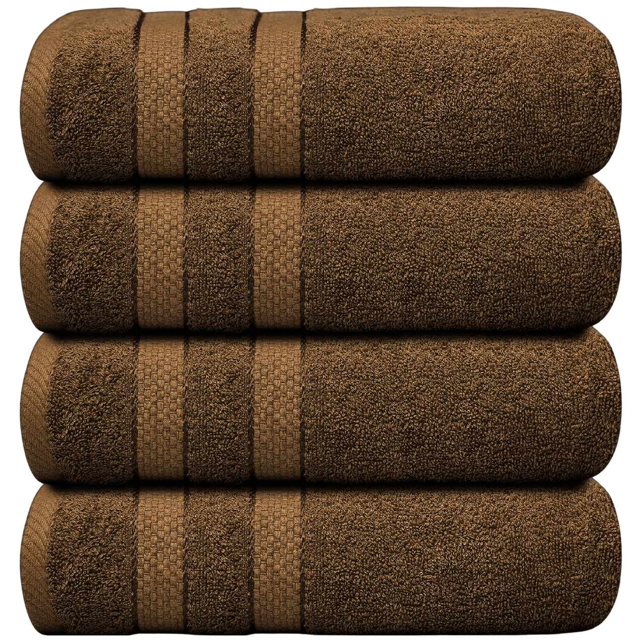 Lot de 4 Serviettes de Bain en Coton 75 × 150 cm - Douces, Absorbantes et Moelleuses-salle de bain-Oslo France-Marron-Oslo France