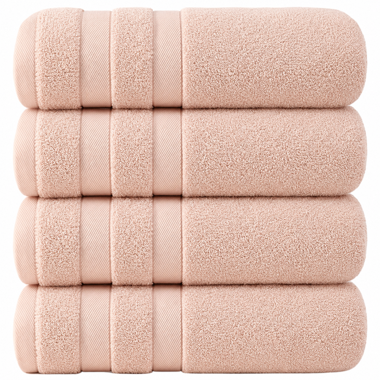 Lot de 4 Serviettes de Bain en Coton 75 × 150 cm - Douces, Absorbantes et Moelleuses-salle de bain-Oslo France-Rose-Oslo France