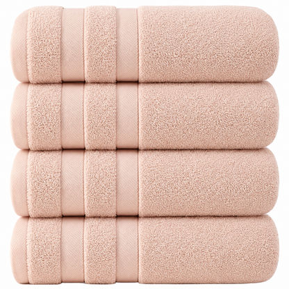Lot de 4 Serviettes de Bain en Coton 75 × 150 cm - Douces, Absorbantes et Moelleuses-salle de bain-Oslo France-Rose-Oslo France