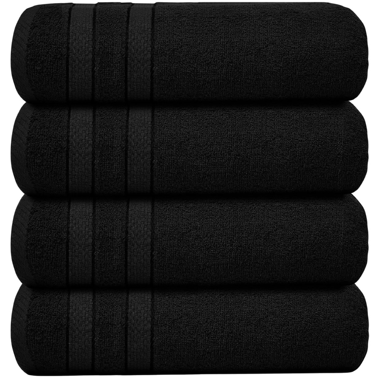 Lot de 4 Serviettes de Bain en Coton 75 × 150 cm - Douces, Absorbantes et Moelleuses-salle de bain-Oslo France-Noir-Oslo France
