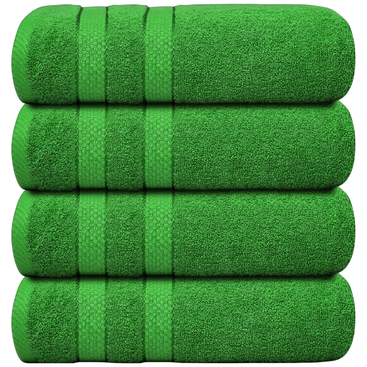Lot de 4 Serviettes de Bain en Coton 75 × 150 cm - Douces, Absorbantes et Moelleuses-salle de bain-Oslo France-Vert-Oslo France
