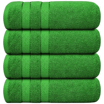 Lot de 4 Serviettes de Bain en Coton 75 × 150 cm - Douces, Absorbantes et Moelleuses-salle de bain-Oslo France-Vert-Oslo France