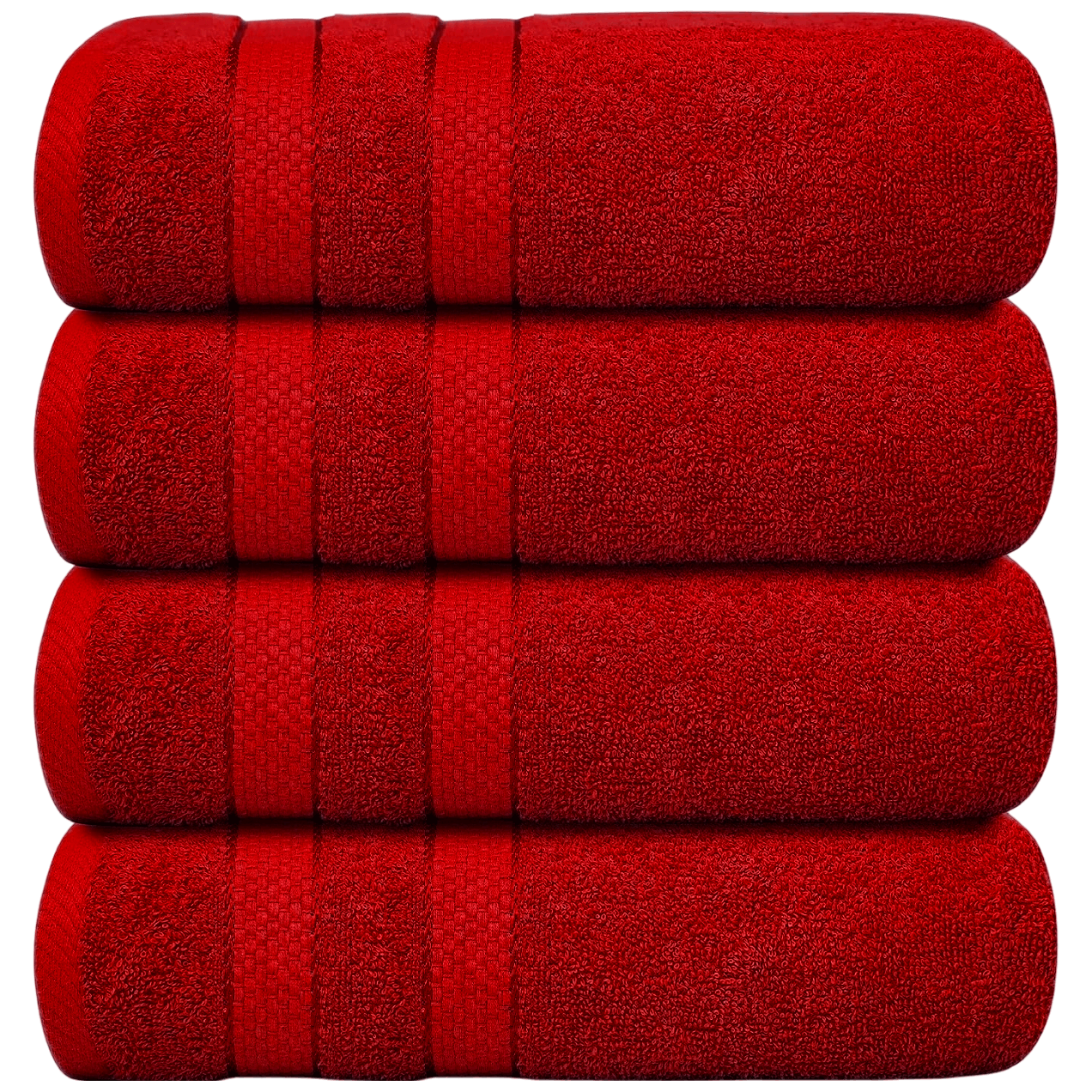 Lot de 4 Serviettes de Bain en Coton 75 × 150 cm - Douces, Absorbantes et Moelleuses-salle de bain-Oslo France-Rouge-Oslo France
