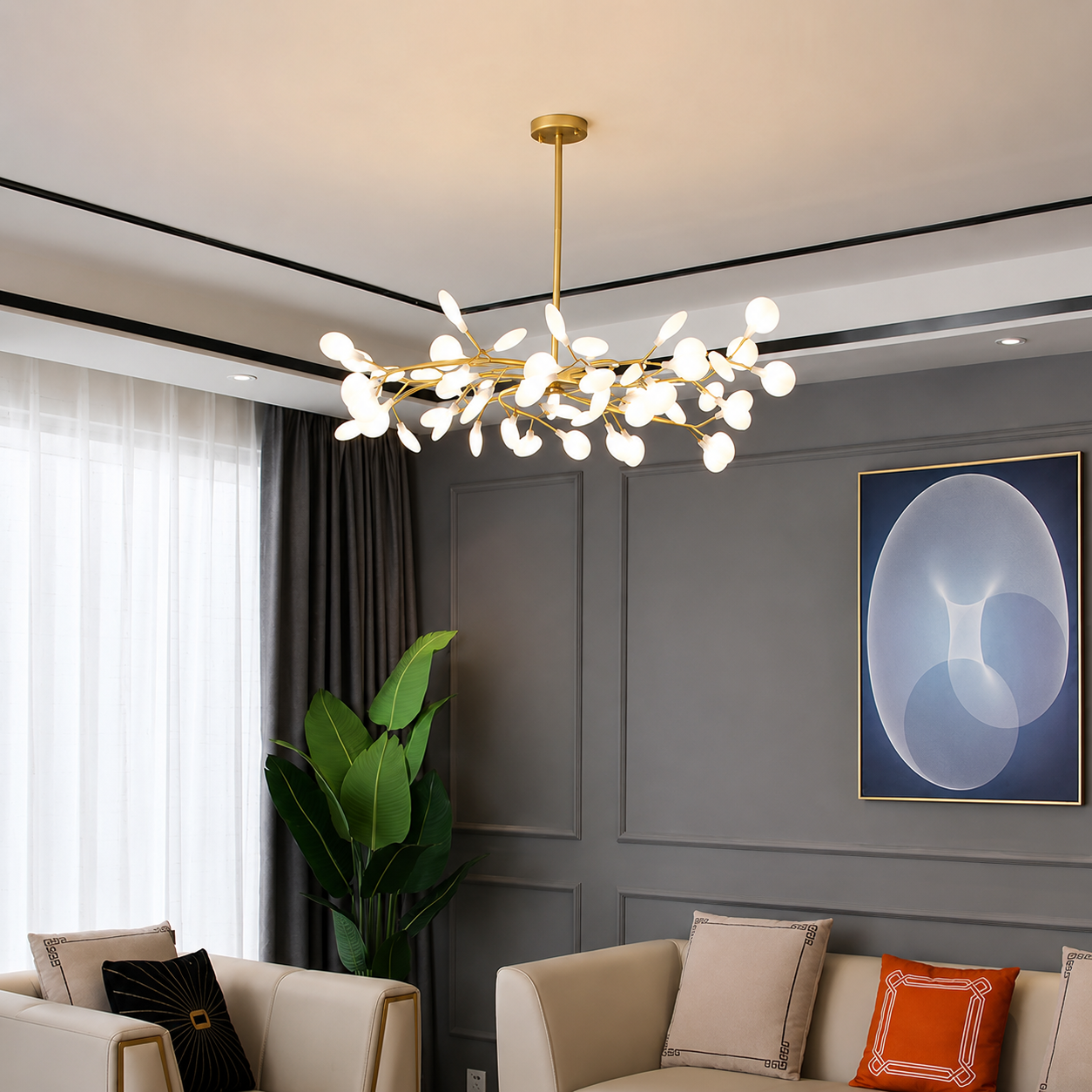 Suspension Style botanique - Lustre Design fleurs avec Led-décoration intérieure-Oslo France