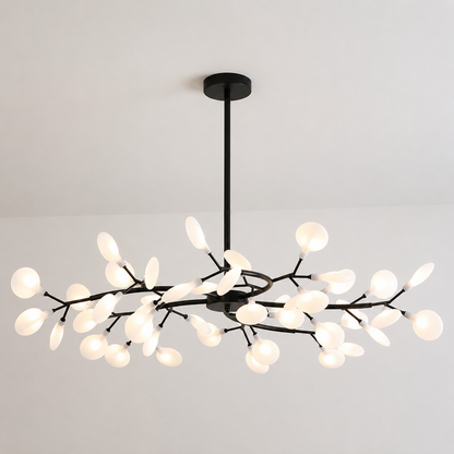 Suspension Style botanique - Lustre Design fleurs avec Led-décoration intérieure-70CM-Noir-Oslo France
