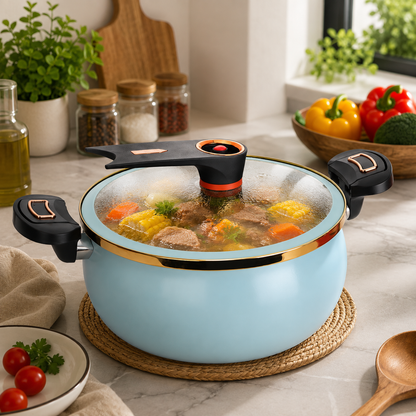 Marmite avec Couvercle en Verre – Grande Casserole de Cuisine – Poignées Ergonomiques-cuisine-Bleu-Oslo France