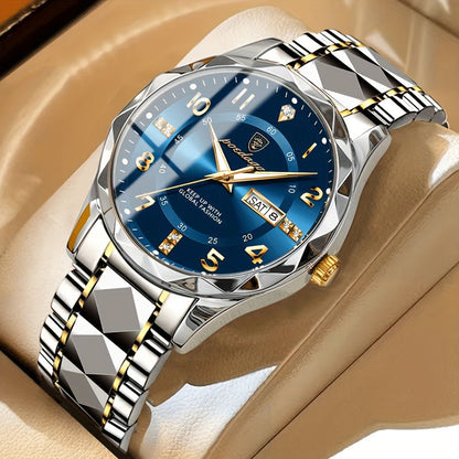Montre homme élégante à cadran – Bracelet métal affichage jour et date-vêtement-Bleu-Oslo France