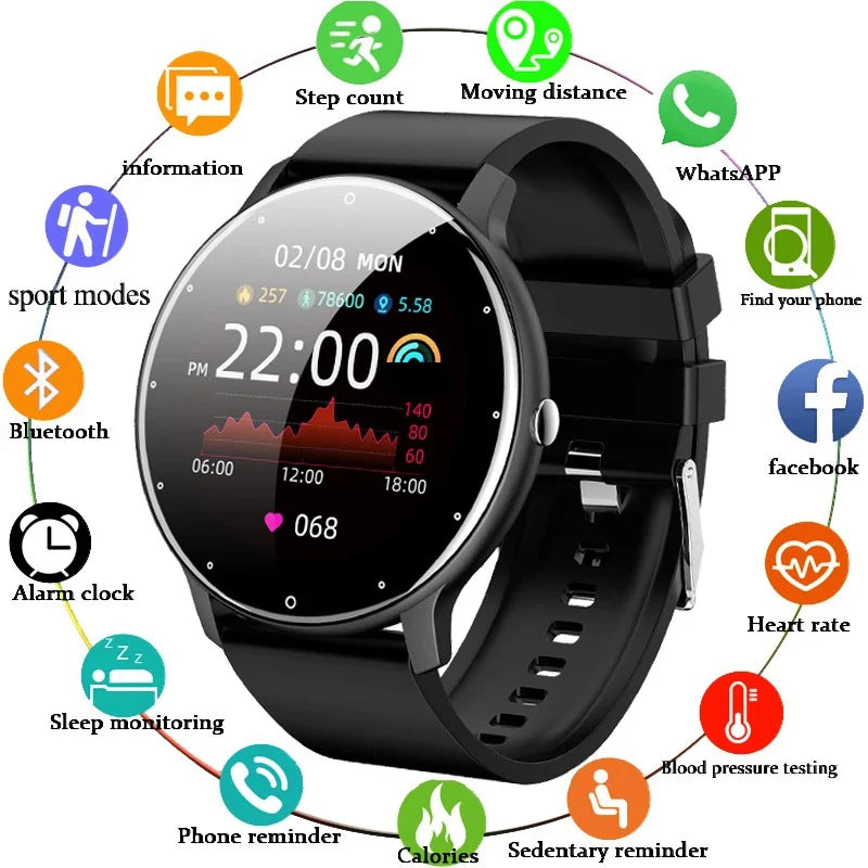 Montre Intelligente LIGE 2026 – Écran Tactile 1,28 Pouces, Moniteur de Fréquence Cardiaque, Étanchéité IP67, Compatible Android et iOS 0