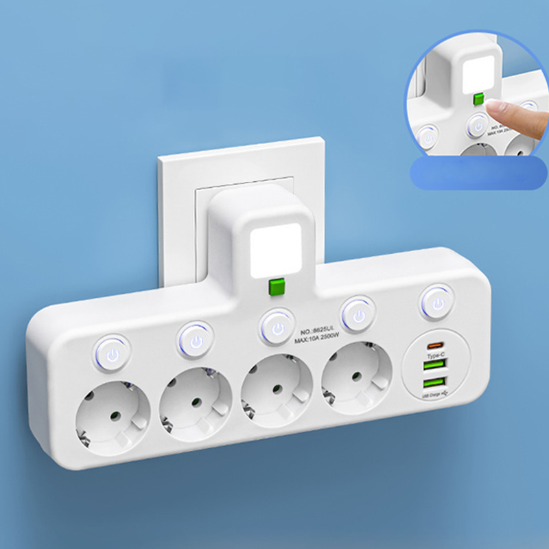 Multiprise Murale 4 Prises avec Interrupteurs Individuels – Prise USB-A et USB-C-USB-Oslo France-Blanc-Oslo France