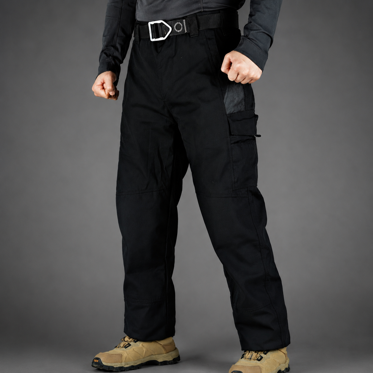 Pantalon Cargo Homme – Pantalon Tactique Multi-Poches avec Ceinture-vêtement-Noir-S-Oslo France