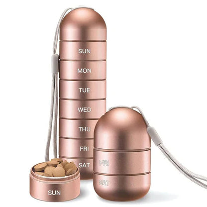 Pilulier Portable 7 Jours – Boîte à Comprimés avec Compartiments Journaliers-accessoires-Rose Doré-Oslo France