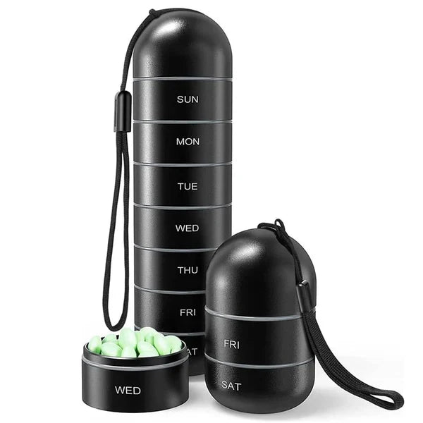 Pilulier Portable 7 Jours – Boîte à Comprimés avec Compartiments Journaliers-accessoires-Noir-Oslo France