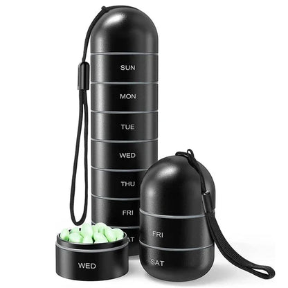 Pilulier Portable 7 Jours – Boîte à Comprimés avec Compartiments Journaliers-accessoires-Noir-Oslo France