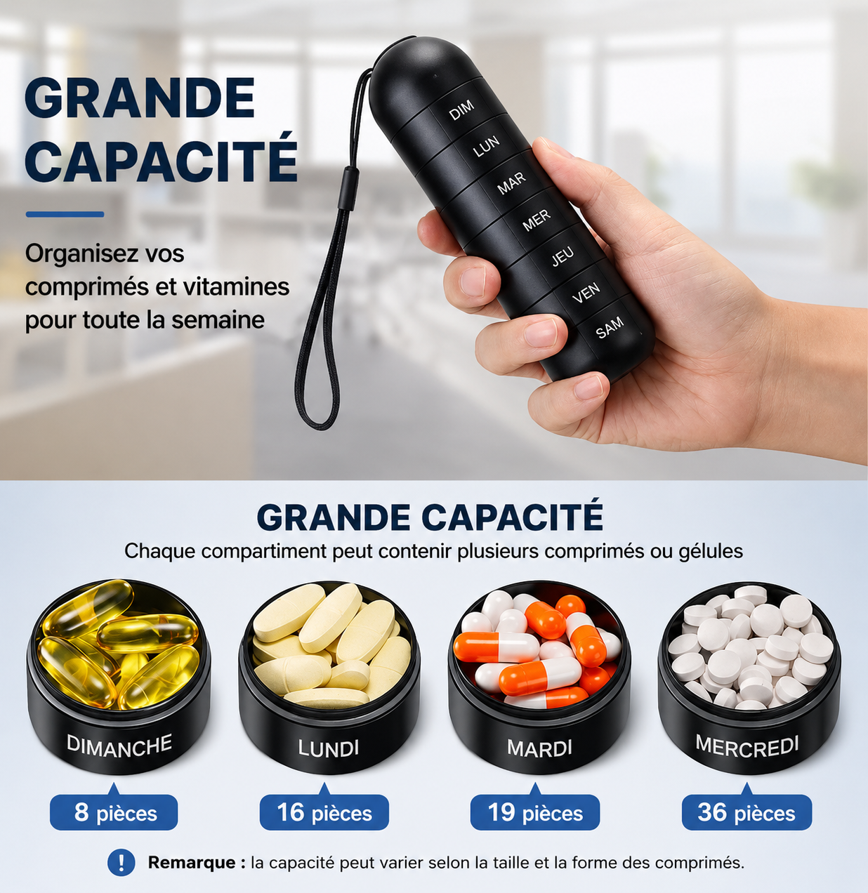 Pilulier Portable 7 Jours – Boîte à Comprimés avec Compartiments Journaliers-accessoires-Oslo France