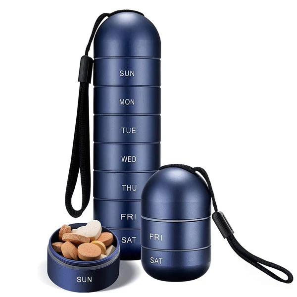 Pilulier Portable 7 Jours – Boîte à Comprimés avec Compartiments Journaliers-accessoires-Bleu-Oslo France
