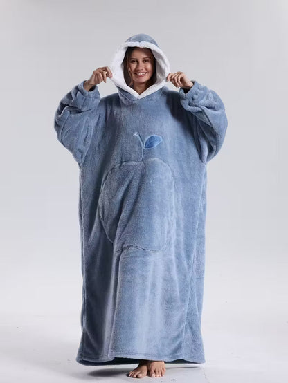Plaid à Capuche Doux et Chaud – Couverture Polaire à Porter – Poncho Cocooning-vêtement-Bleu-Unique-Oslo France