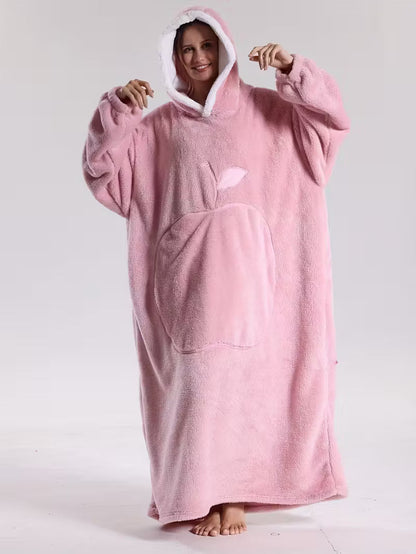 Plaid à Capuche Doux et Chaud – Couverture Polaire à Porter – Poncho Cocooning-vêtement-Rose-Unique-Oslo France