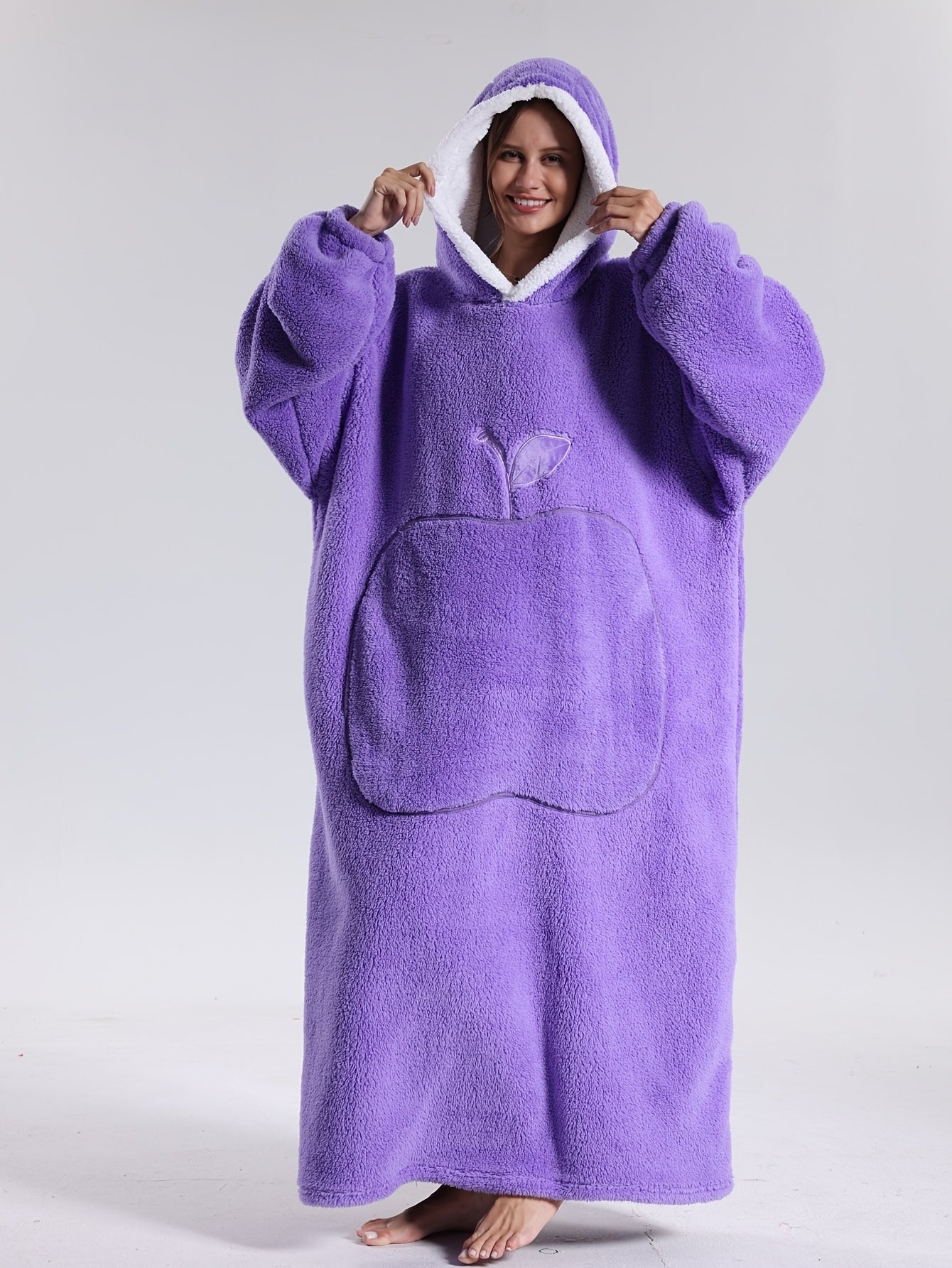 Plaid à Capuche Doux et Chaud – Couverture Polaire à Porter – Poncho Cocooning-vêtement-Violet-Unique-Oslo France