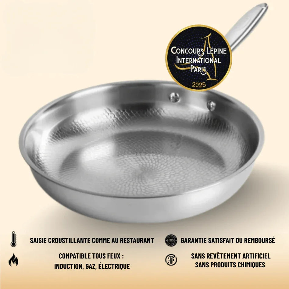 Poêle de cuisine en titane finition martelée – manche ergonomique pour cuisson quotidienne-cuisine-Oslo France