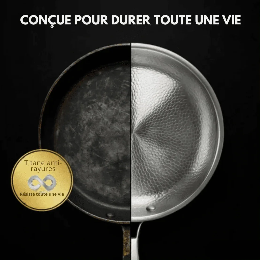 Poêle de cuisine en titane finition martelée – manche ergonomique pour cuisson quotidienne-cuisine-Oslo France