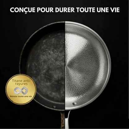 Poêle de cuisine en titane finition martelée – manche ergonomique pour cuisson quotidienne-cuisine-Oslo France