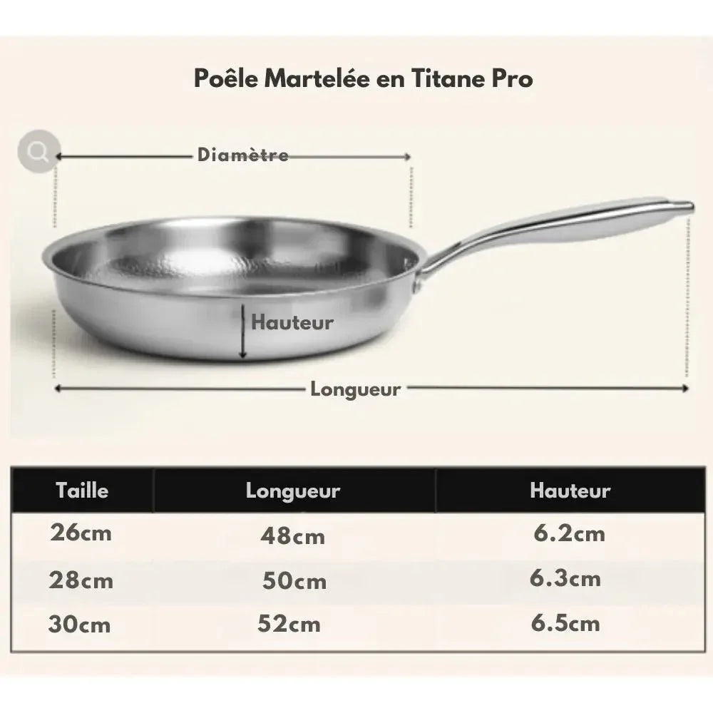 Poêle de cuisine en titane finition martelée – manche ergonomique pour cuisson quotidienne-cuisine-Oslo France