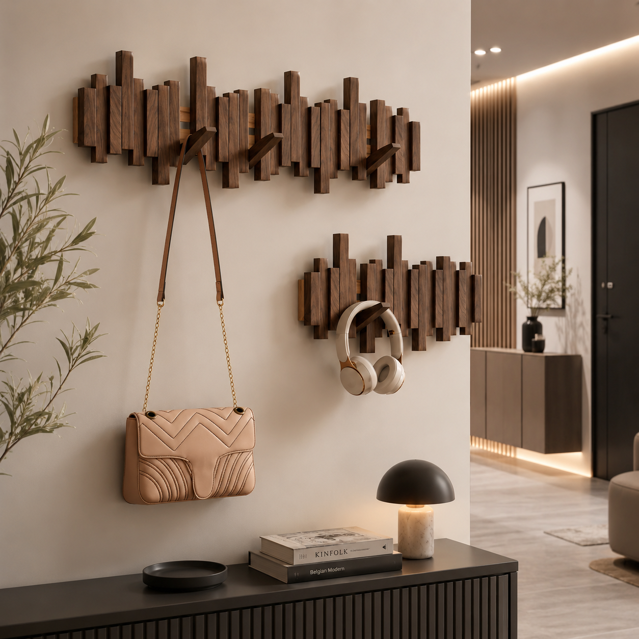 Porte-Manteau Mural en Bois – Design Scandinave à Crochets Magnétiques-décoration intérieure-Oslo France